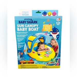 Baby Shark Sun Canopy Baby Boat - Yellow and Blue